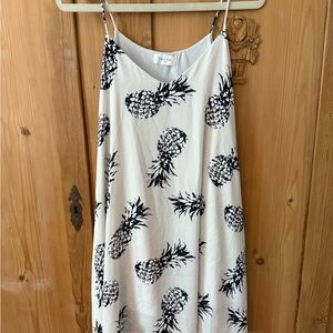 Peach Love California cream Dress with Black pineapple print